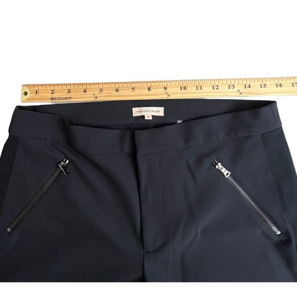 Rebecca Taylor Womens Black Mid Rise‎ Tuxedo Stripe Ava Slim Leg Techno Pants 12 - Picture 7 of 9